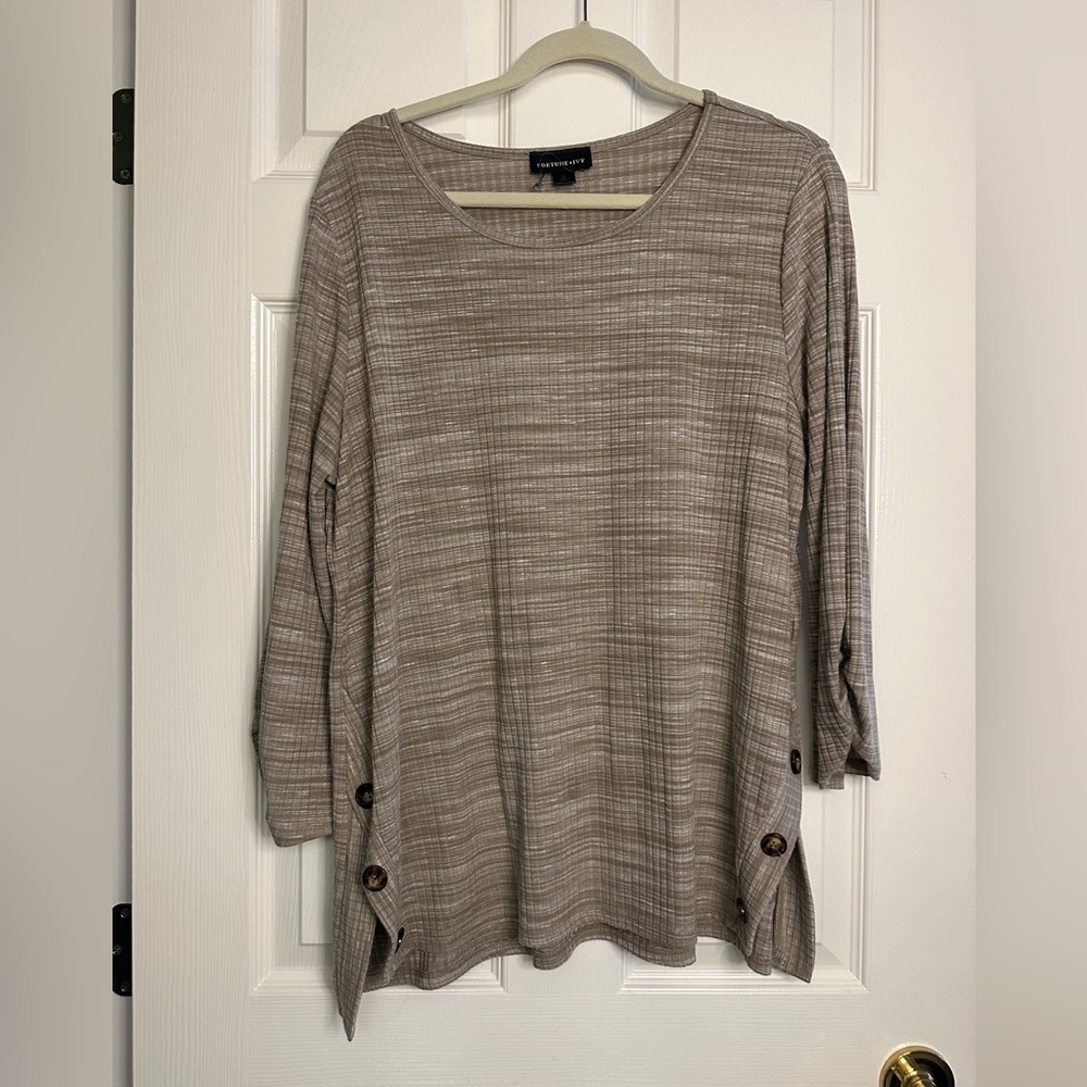 Taupe Heathered Button-Side Tunic